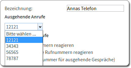 Ausgehende Rufnummer auswählen