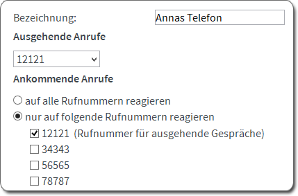 Ankommende Rufnummern auswählen