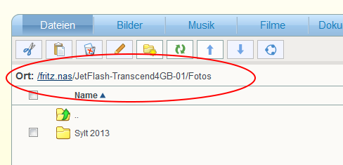 USB-Speicher an FRITZ!Box (Internetbrowser)