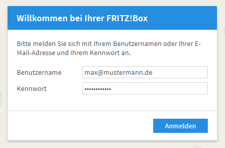 Anmeldung an der FRITZ!Box