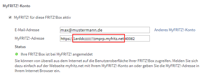 MyFRITZ!-Domainname