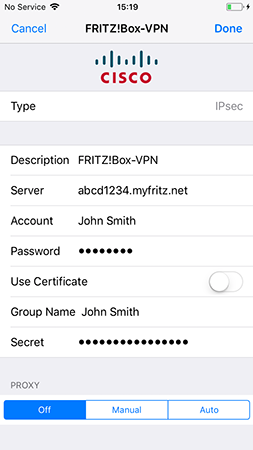 Configuring a VPN connection in iOS