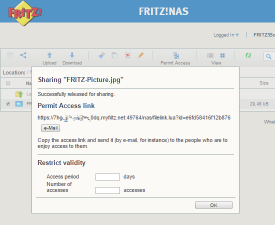 FRITZ!NAS sharing link