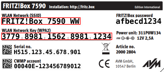 SSID and network key