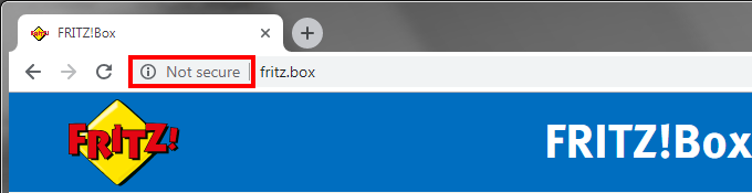 Chrome indicates that connection to FRITZ!Box is not secure