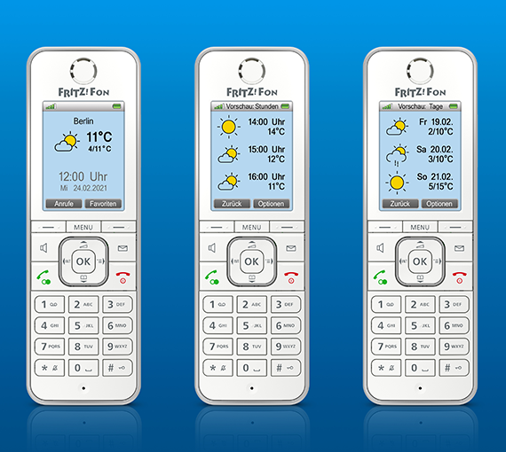 Configuring the weather start screen on FRITZ!Fon