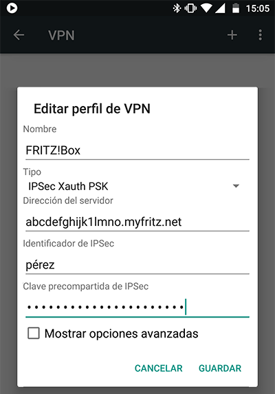 Configurar la conexión VPN en Android