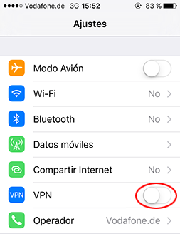 Establecer la conexión VPN en iOS