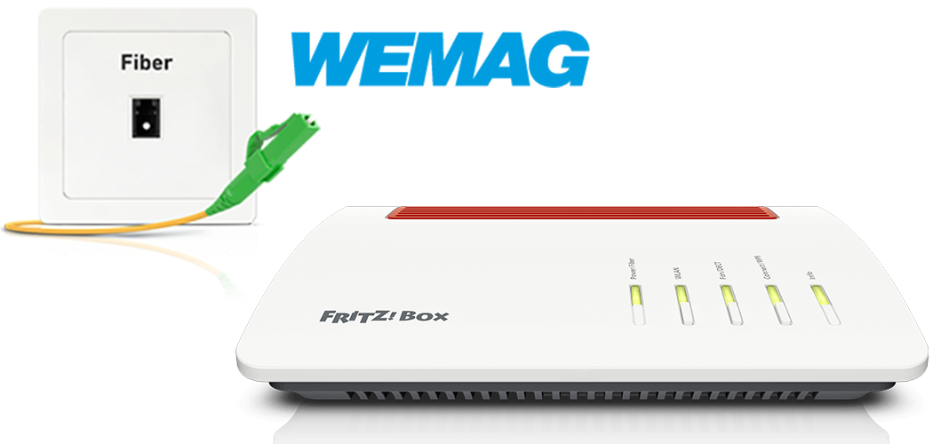 Configurar el FRITZ!Box en una conexión a Internet por fibra óptica de WEMAG