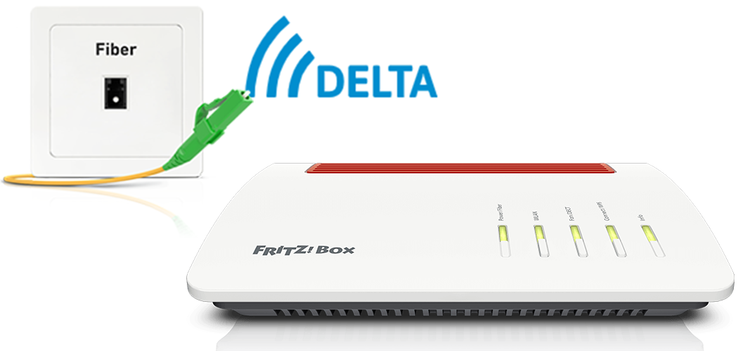 Configurar el FRITZ!Box en una conexión a Internet por fibra óptica de Delta