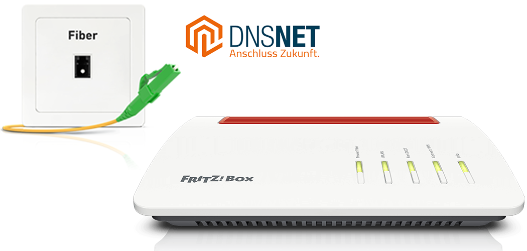 Configurar el FRITZ!Box en una conexión a Internet por fibra óptica de DNSNET