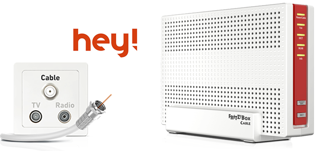 Configurar su FRITZ!Box para ser utilizado en una conexión a Internet por cable de hey!