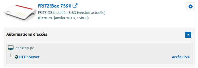 Autorisation d'accès MyFRITZ! sur myfritz.net