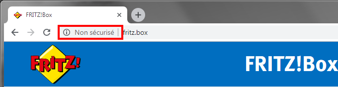 Chrome signale que la connexion à la FRITZ!Box n'est pas sécurisée