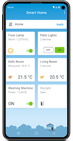 Page d'accueil de l'appli FRITZ!App Smart Home