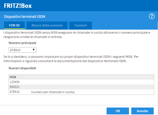 Impostazioni del centralino ISDN nell'interfaccia utente del FRITZ!Box