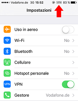 Connessione VPN instaurata in iOS