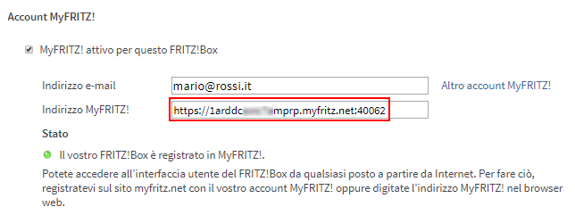 Nome di dominio MyFRITZ! per l'accesso HTTPS
