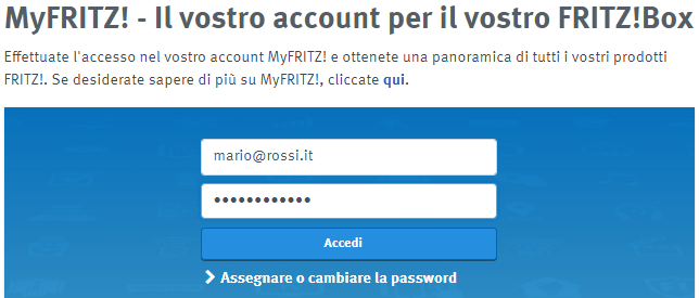 Accesso su myfritz.net