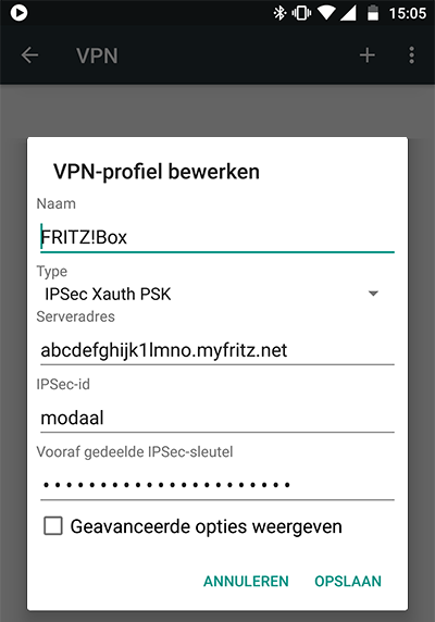 VPN-verbinding in Android instellen