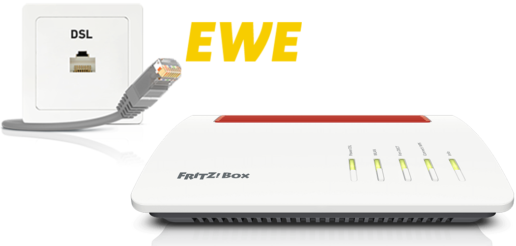 FRITZ!Box voor gebruik op de aansluiting van EWE TEL configureren